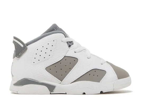 Air Jordan 6 TD White Medium Grey Cool Grey toddler sneaker.