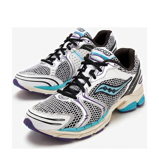 Saucony ProGrid Triumph 4 White Blue Running - 85% Scale - Angle 2