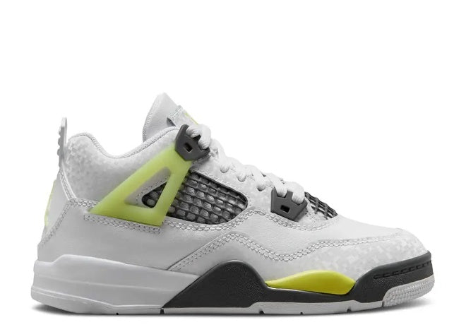 Air Jordan 4 PS White - Lemon Twist Preschool  Sneaker