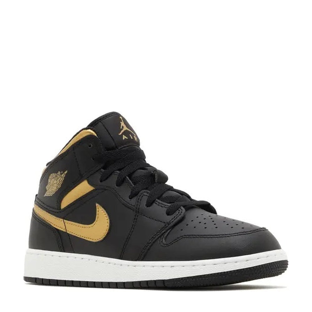 Air Jordan 1 Mid (GS) 'Black/Metallic Gold' - Angle 2