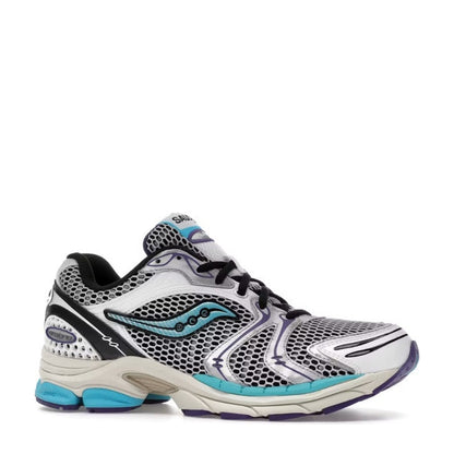 Saucony ProGrid Triumph 4 White Silver Blue Running - Angle 2
