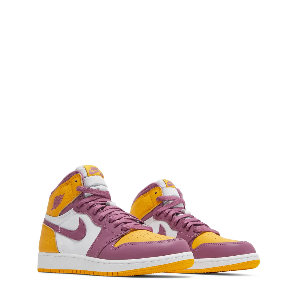 Air Jordan 1 Retro High OG (GS) 'University Gold/Light Bordeaux' sneaker, alternate view 10