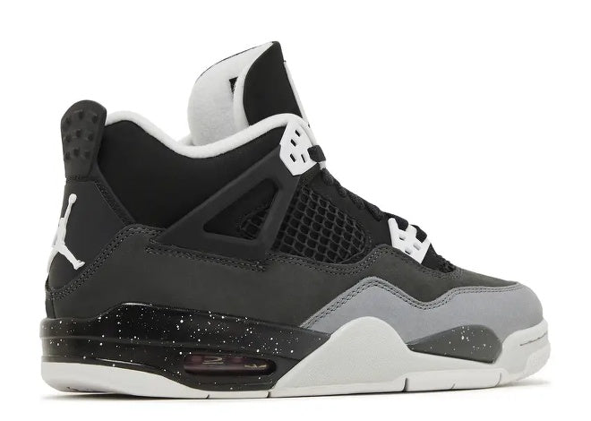 Air Jordan 4 GS Black Anthracite White Kids Sneaker with speckled midsole.