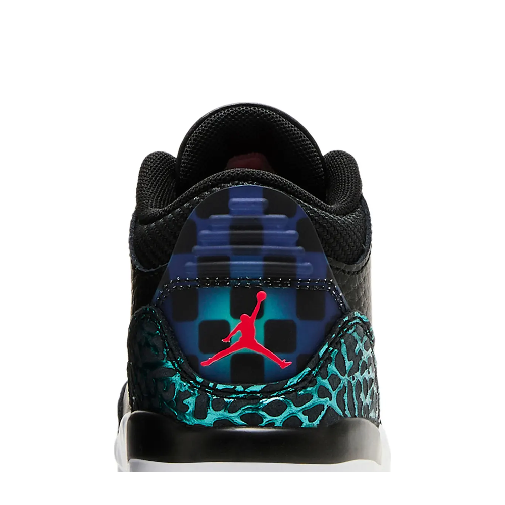 Air Jordan 3 Retro (TD) 'Black Siren Red Hyper Jade' sneaker, alternate view 9