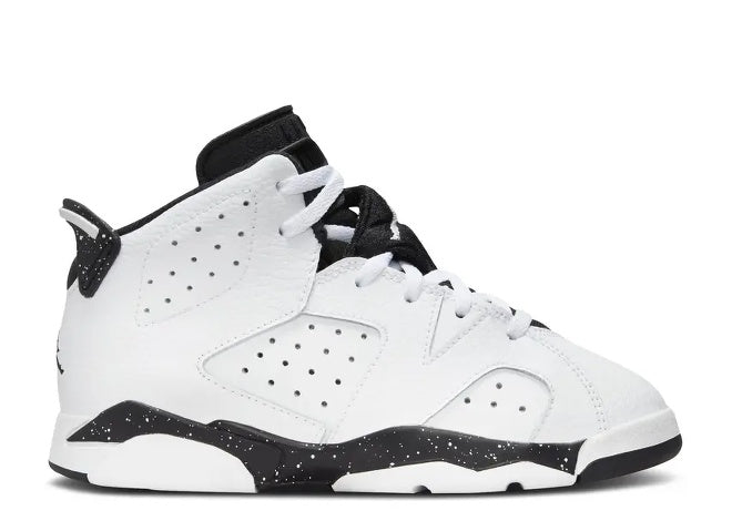 Air Jordan 6 PS White Black DV3605-112 sneaker with speckled black midsole