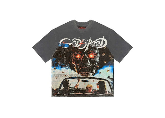 Godspeed Drive In Tee Grey Wash Men’s – Vintage Streetwear T-Shirt with Drive-In Graphic