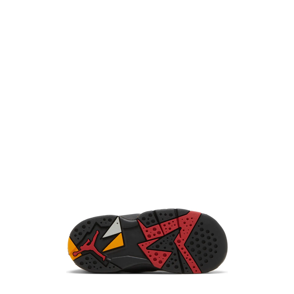 Air Jordan 7 Retro (TD) 'Black Citrus Varsity Red' sneaker, alternate view 5
