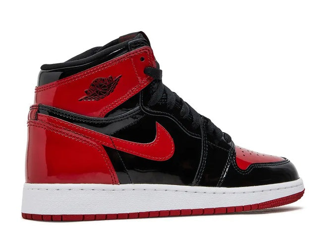 Air Jordan 1 High Kids Black Varsity Red White Patent Leather Sneaker