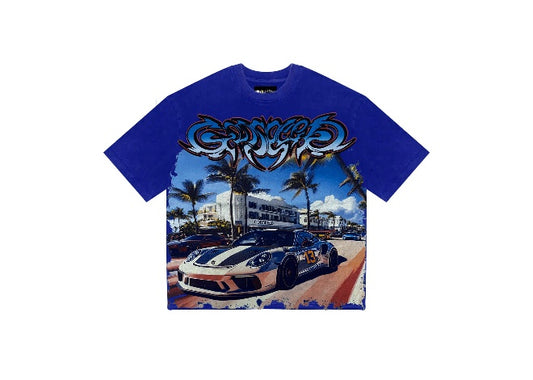 Godspeed Miami GT Tee Blue Men’s – Miami Exclusive Streetwear T-Shirt, Premium Cotton, Urban Car Graphic