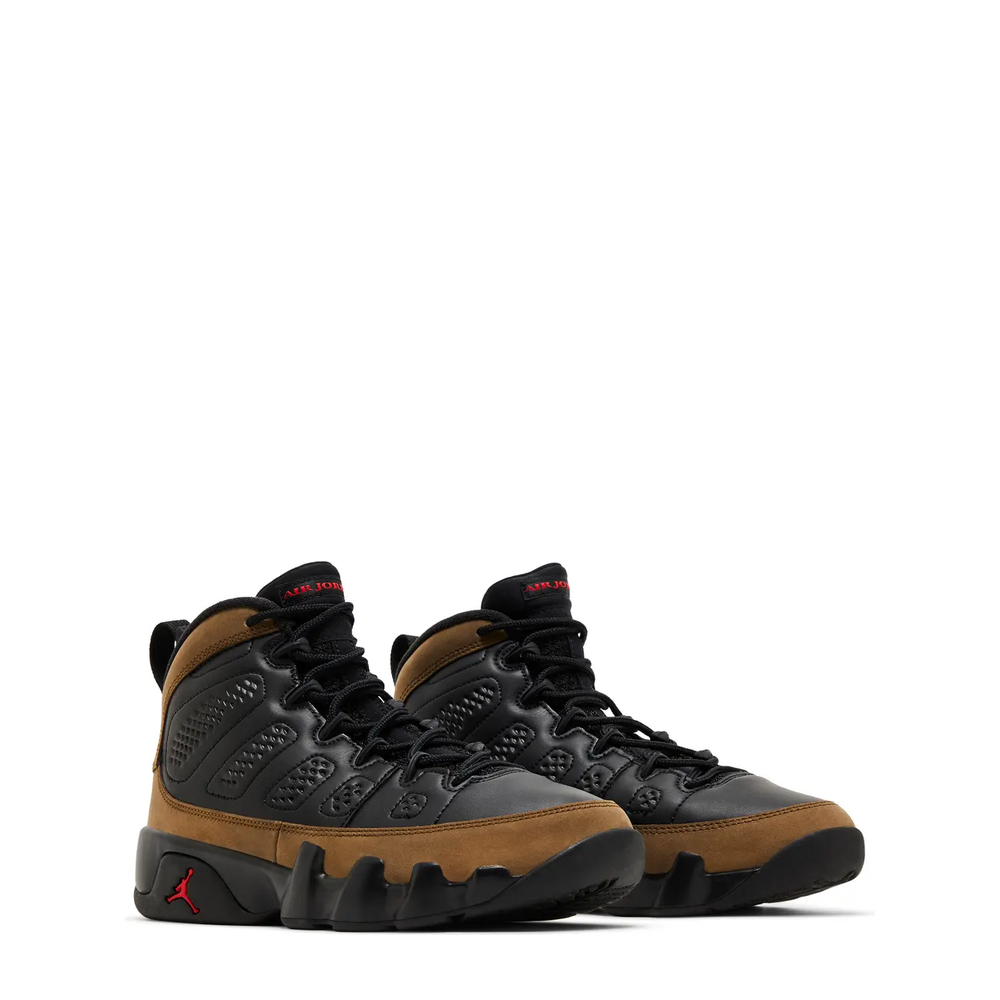 Air Jordan 9 Retro (GS) 'Black True Red Light Olive' sneaker, alternate view 10