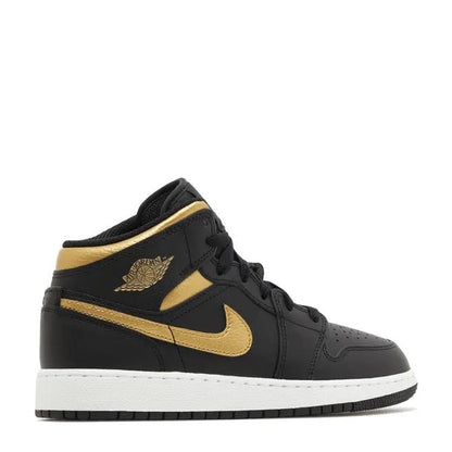 Air Jordan 1 Mid (GS) 'Black/Metallic Gold' - Angle 3