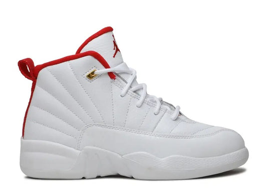Air Jordan 12 PS white University Red kids sneaker.