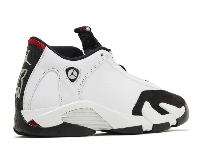 Boys Air Jordan 14 White Varsity Red Black sneaker.