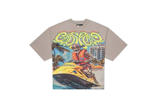 Godspeed Wave Runner Tee Washed Stone Men’s – Premium Streetwear T-Shirt, Surf-Inspired Graphic, Vintage Cotton