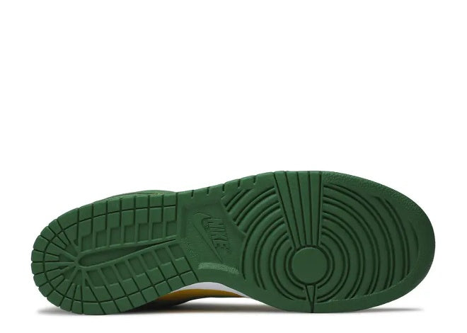 Pine Green outsole of Nike Dunk Low SP Brazil CU1727-700 mens sneaker, with Maize accents.