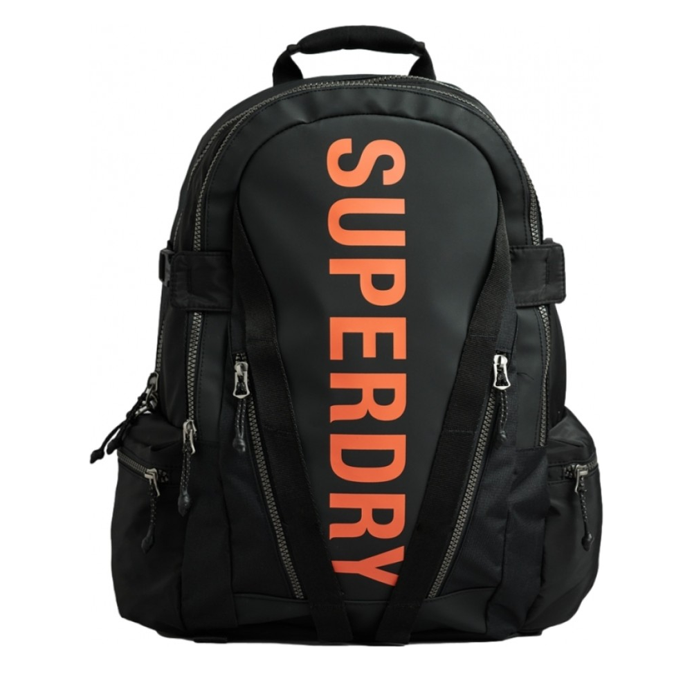 Superdry Mountain Tarp Graphic Backpack 'Black', front view
