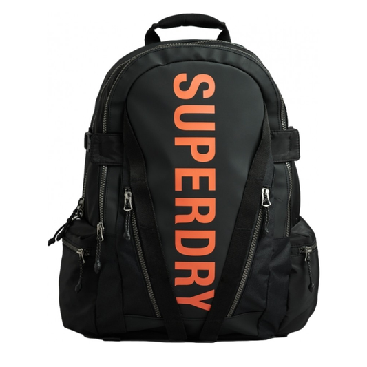 Superdry Mountain Tarp Graphic Backpack 'Black', front view