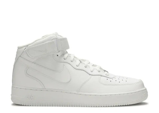 Mens white Nike Air Force 1 Mid 07 sneaker.