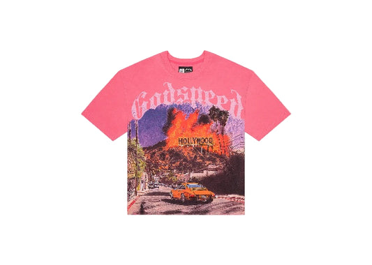 Godspeed Los Scandalous Pink Wash Tee Men’s – Premium Streetwear T-Shirt, Exclusive LA Graphic, Vibrant Pink Wash