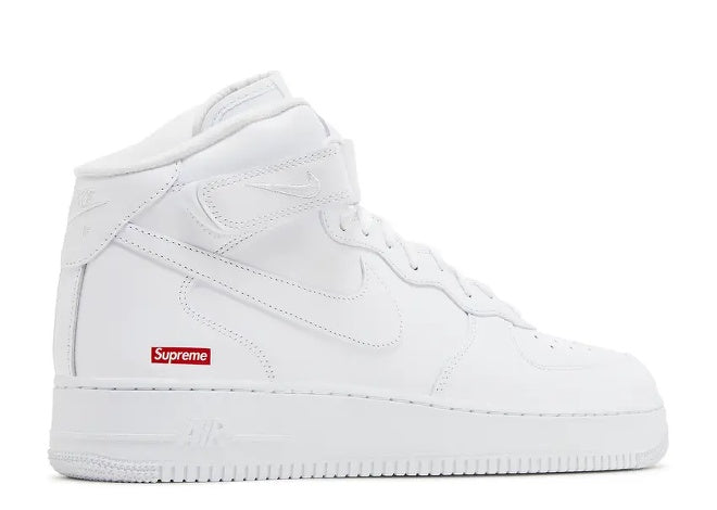 Nike Supreme x Air Force 1 Mid 'Box Logo - Triple White' Men's Sneaker
