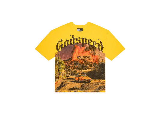 Godspeed Los Scandalous Sunset Yellow Tee Men’s – Premium Streetwear T-Shirt, Exclusive LA Graphic, Vibrant Yellow