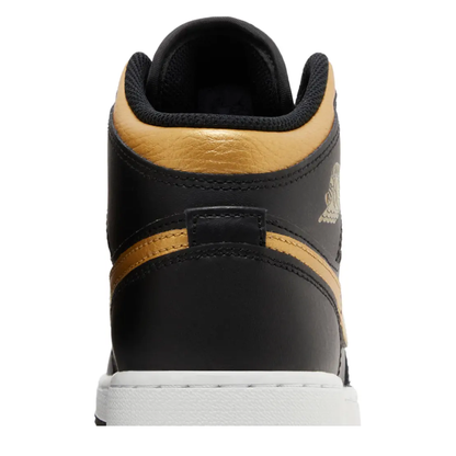 Air Jordan 1 Mid (GS) 'Black/Metallic Gold' sneaker, alternate view 9