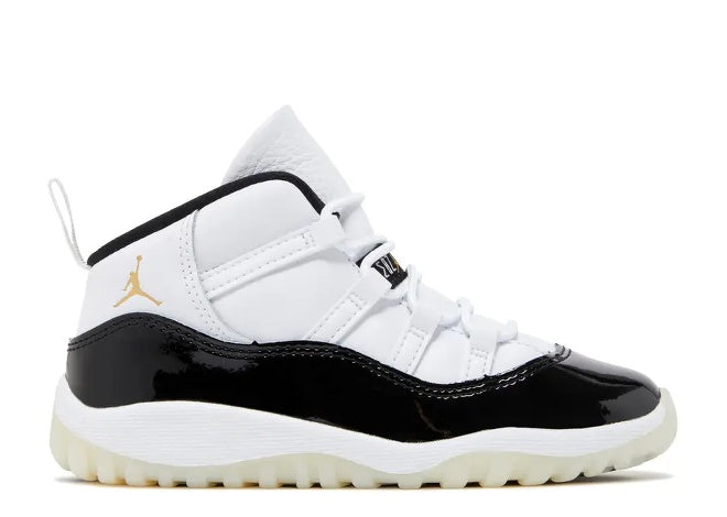 Air Jordan 11 Infants white black metallic gold unisex sneaker