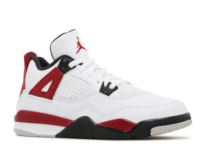 Air Jordan Jordan 4 PS White Fire Red - Black Unisex - Kids' - Sneaker