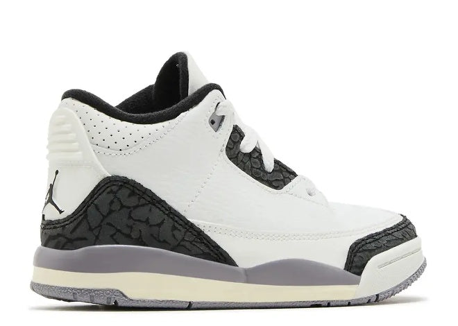Toddler Air Jordan 3 Summit White black elephant print shoe