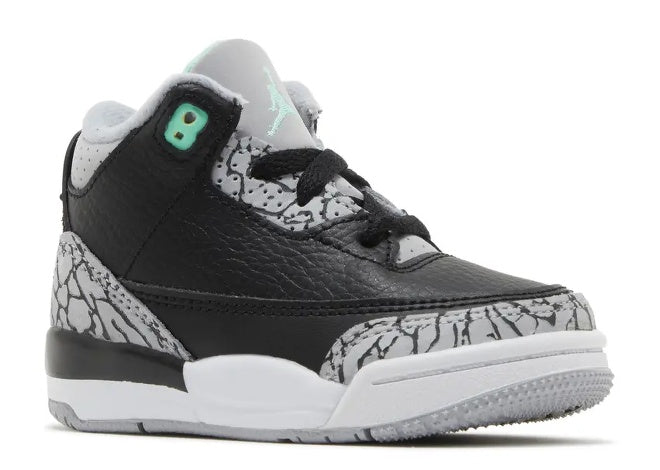 DM0968-031 Air Jordan 3 TD Black Green Glow Wolf Grey toddler sneaker