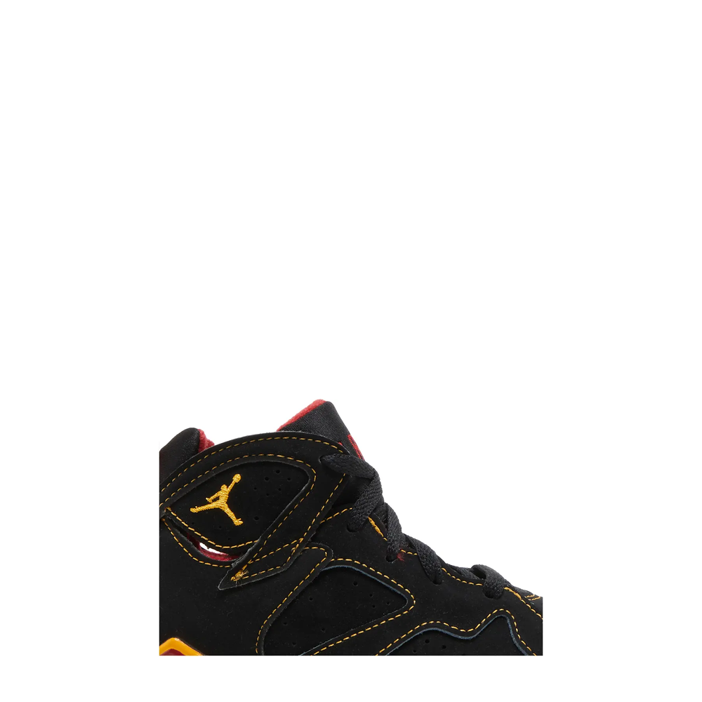 Air Jordan 7 Retro (TD) 'Black Citrus Varsity Red' sneaker, alternate view 3