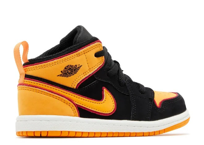 Black & Vivid Orange Air Jordan 1 Mid SE TD Kids Sneaker