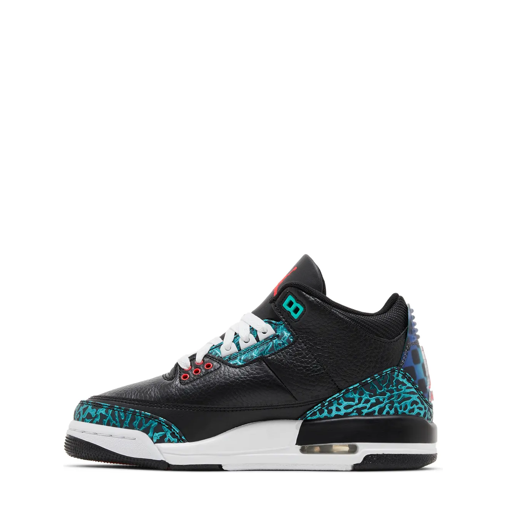 Air Jordan 3 Retro (GS) 'Black Siren Red Hyper Jade' sneaker, alternate view 6