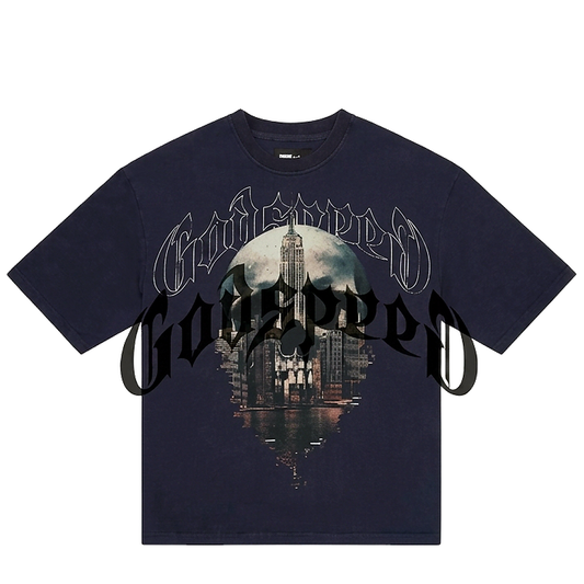 Godspeed Skyline Men's Navy Washed Graphic T-Shirt
