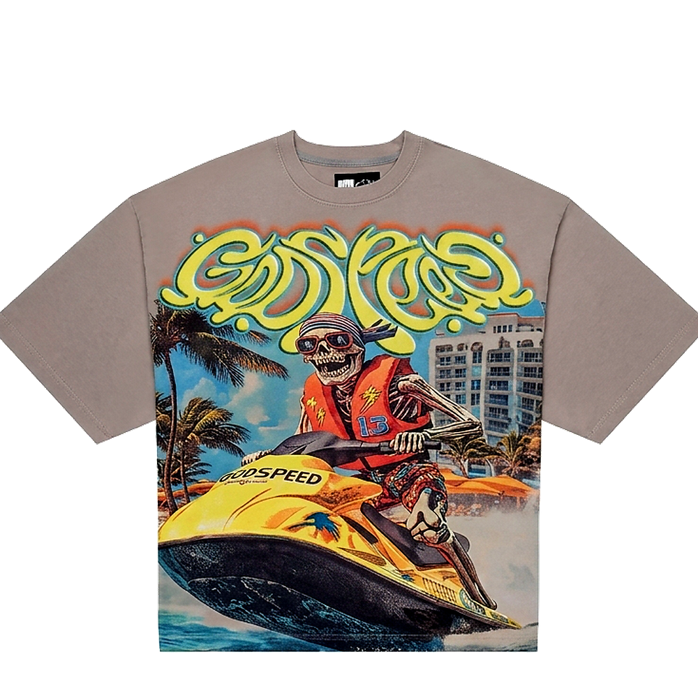 Godspeed Men's Washed Stone Wave Runner T-Shirt - Light Grey