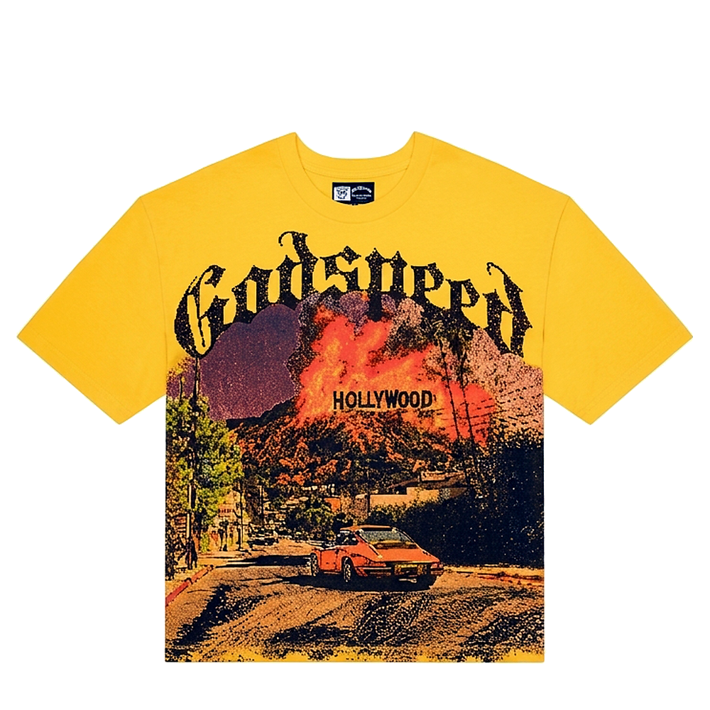 Godspeed Los Scandalous Sunset Men's Yellow Graphic T-Shirt