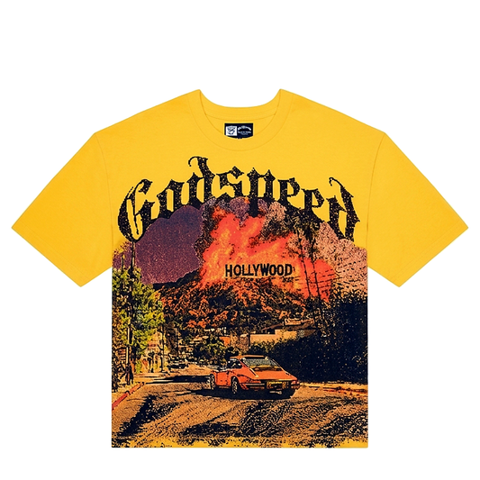 Godspeed Los Scandalous Sunset Men's Yellow Graphic T-Shirt