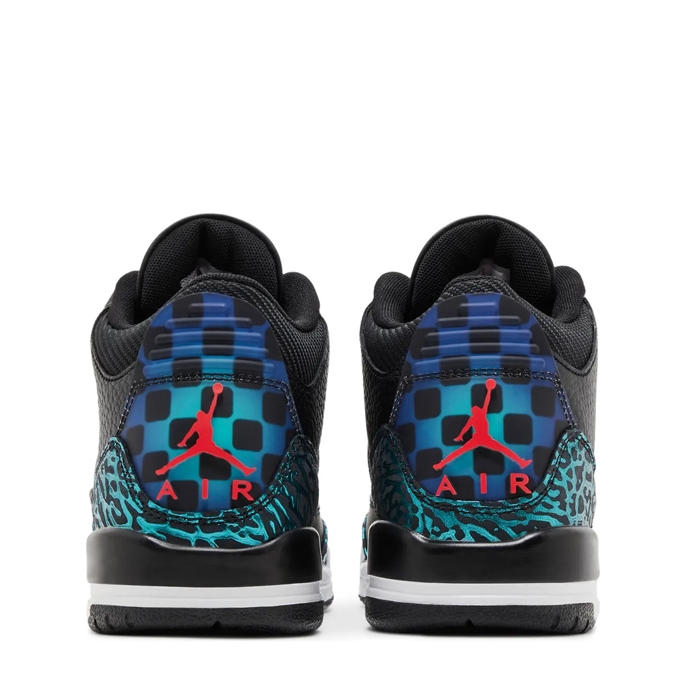 Air Jordan 3 Retro (GS) 'Black Siren Red Hyper Jade' sneaker, alternate view 8