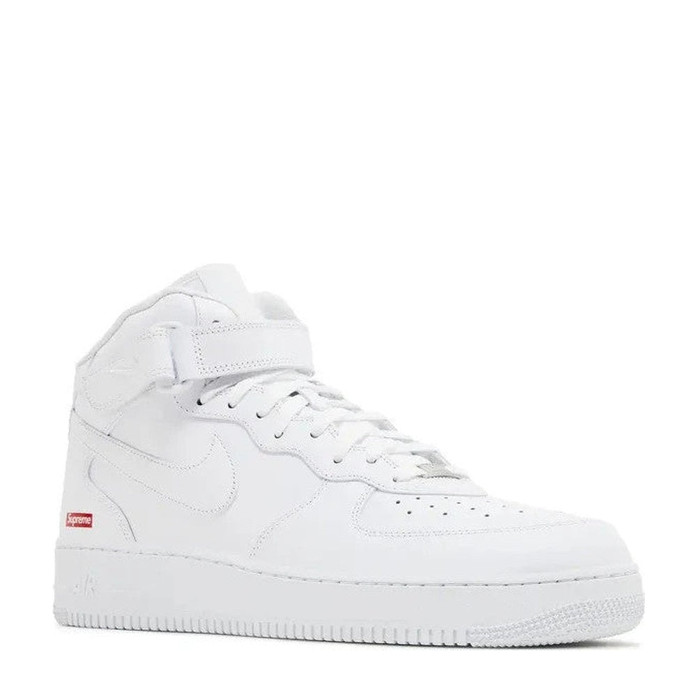 Nike Supreme x Air Force 1 Mid 'Box Logo - Triple White' - Angle 1