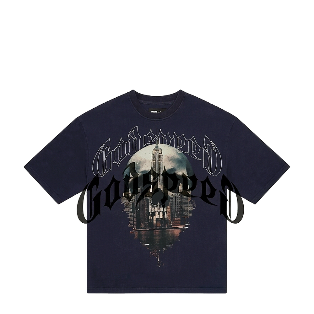 Godspeed Skyline Washed Graphic T-Shirt 'Navy' - Angle 1