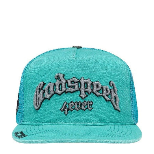 Godspeed Forever Teal Trucker Hat - 85% Scale
