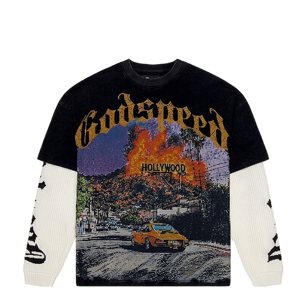 Godspeed LS 08 T-Shirt 'Los Scandalous Layered Black' - Angle 1