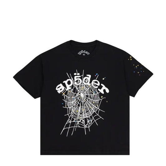SP5DER Black Graphic TShirt Unisex SPIDER TEE - 85% Scale