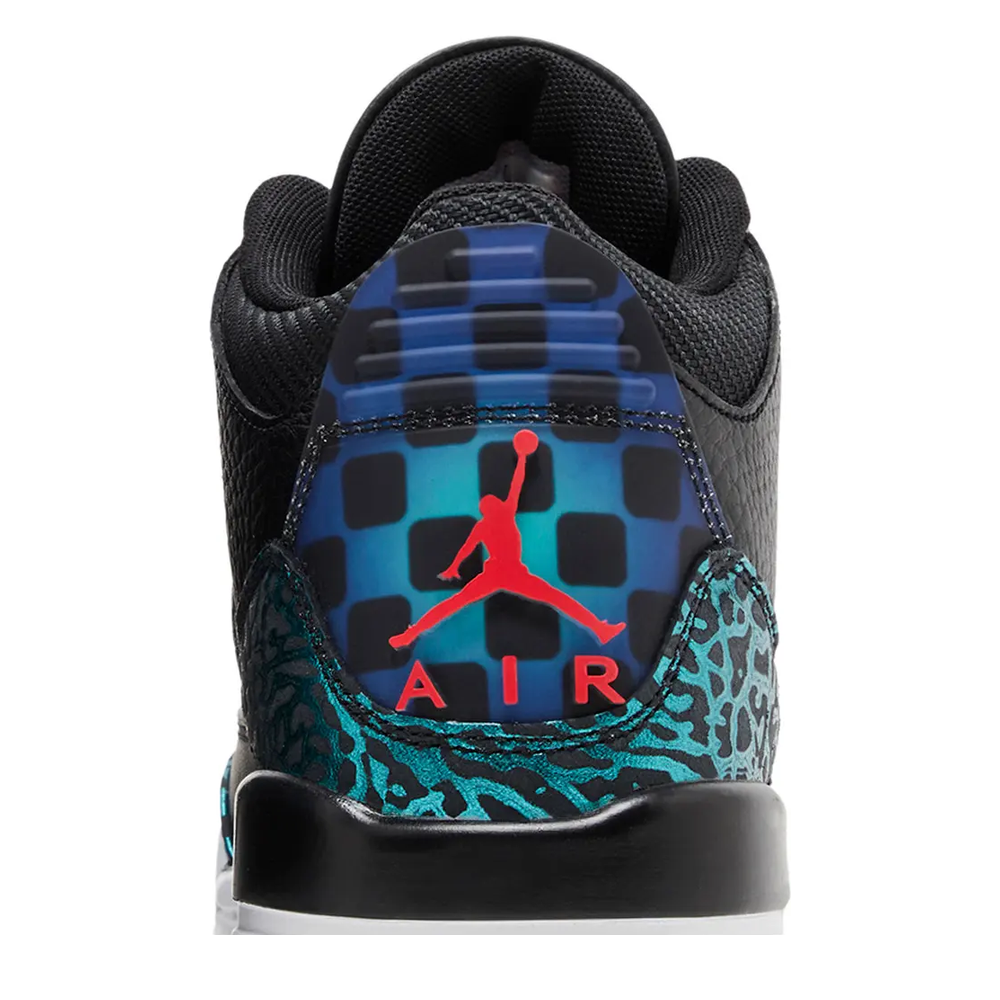 Air Jordan 3 Retro (GS) 'Black Siren Red Hyper Jade' sneaker, alternate view 9