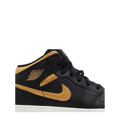 Air Jordan 1 Mid (GS) 'Black/Metallic Gold' sneaker, alternate view 4