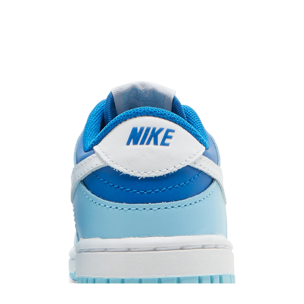 Nike Dunk Low QS (TD) 'Flash White Argon Blue Flash' sneaker, alternate view 6