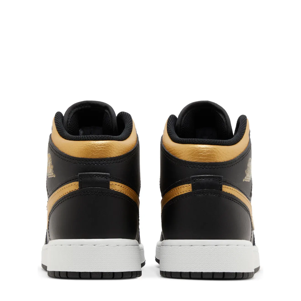 Air Jordan 1 Mid (GS) 'Black/Metallic Gold' sneaker, alternate view 8
