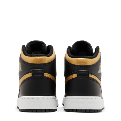 Air Jordan 1 Mid (GS) 'Black/Metallic Gold' sneaker, alternate view 8