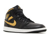 NIKE JORDAN 1 MID " BLACK METALLIC GOLD  "