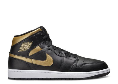 NIKE JORDAN 1 MID " BLACK METALLIC GOLD  "